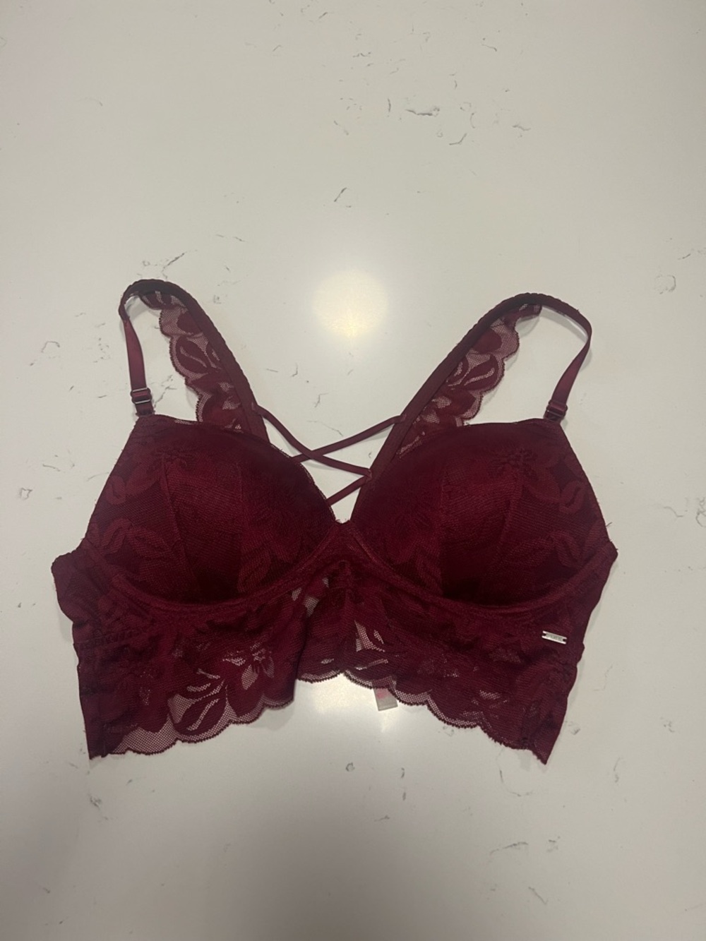 Lace Bralette - Burgundy Women’s Intimates Victoria Secret Pink Large C85 Pushup